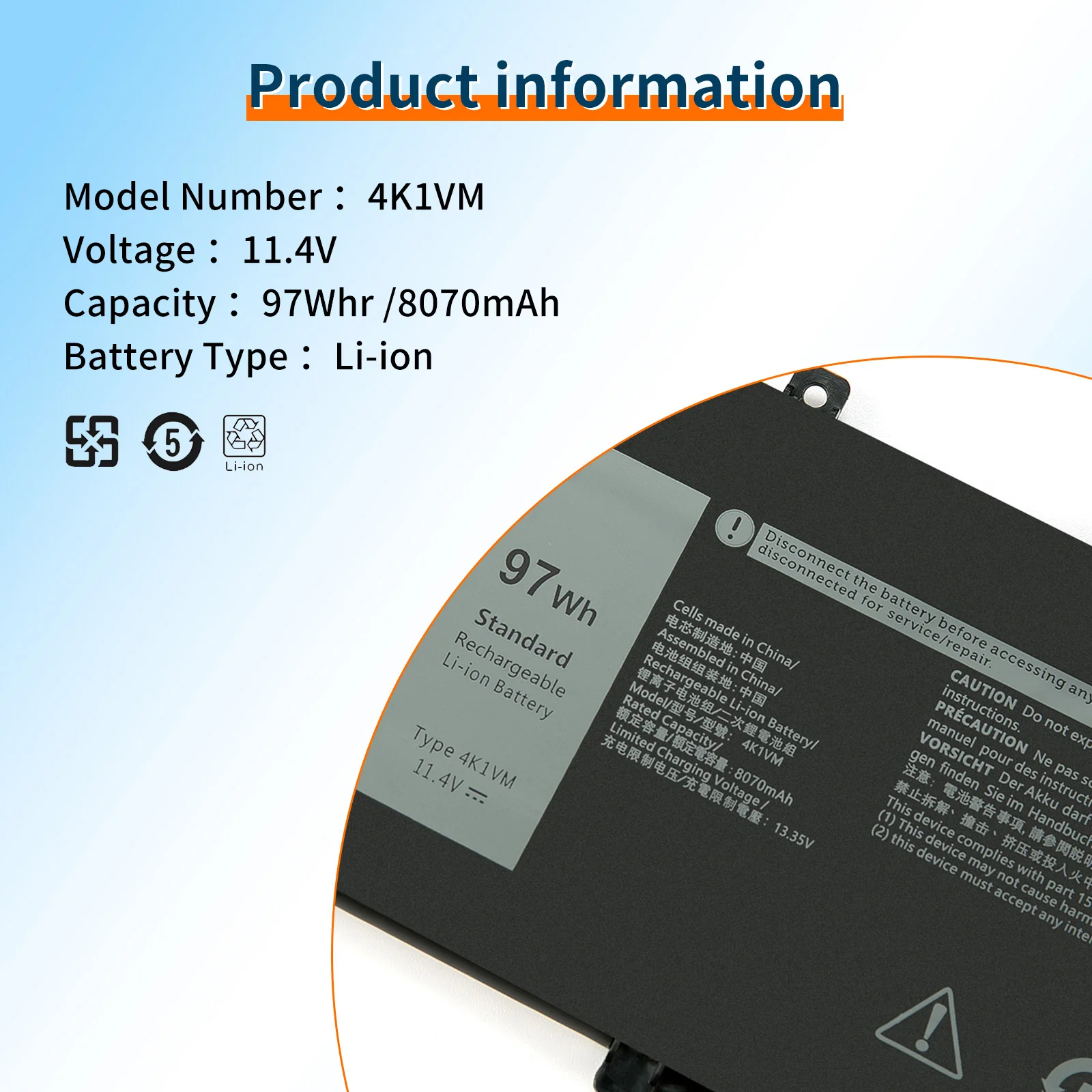 4K1VM 11 4 V 97Wh Аккумулятор для ноутбука Dell G7 17 7700 W62W6 XYCW0 9TM7D V0GMT NYD3W NCC3D