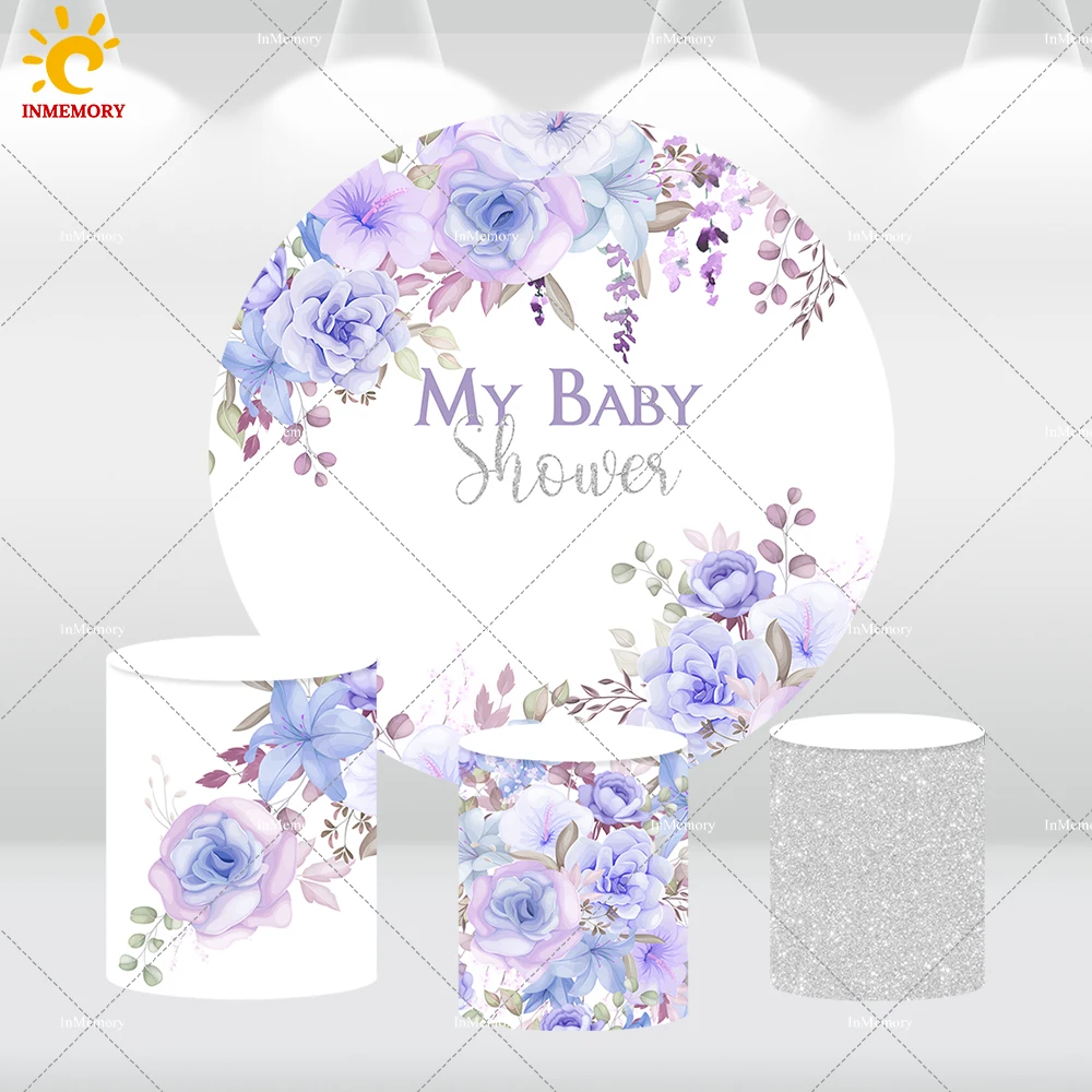 Украшение детского душа круглый фон для фотосъемки сиреневые цветы свадебная