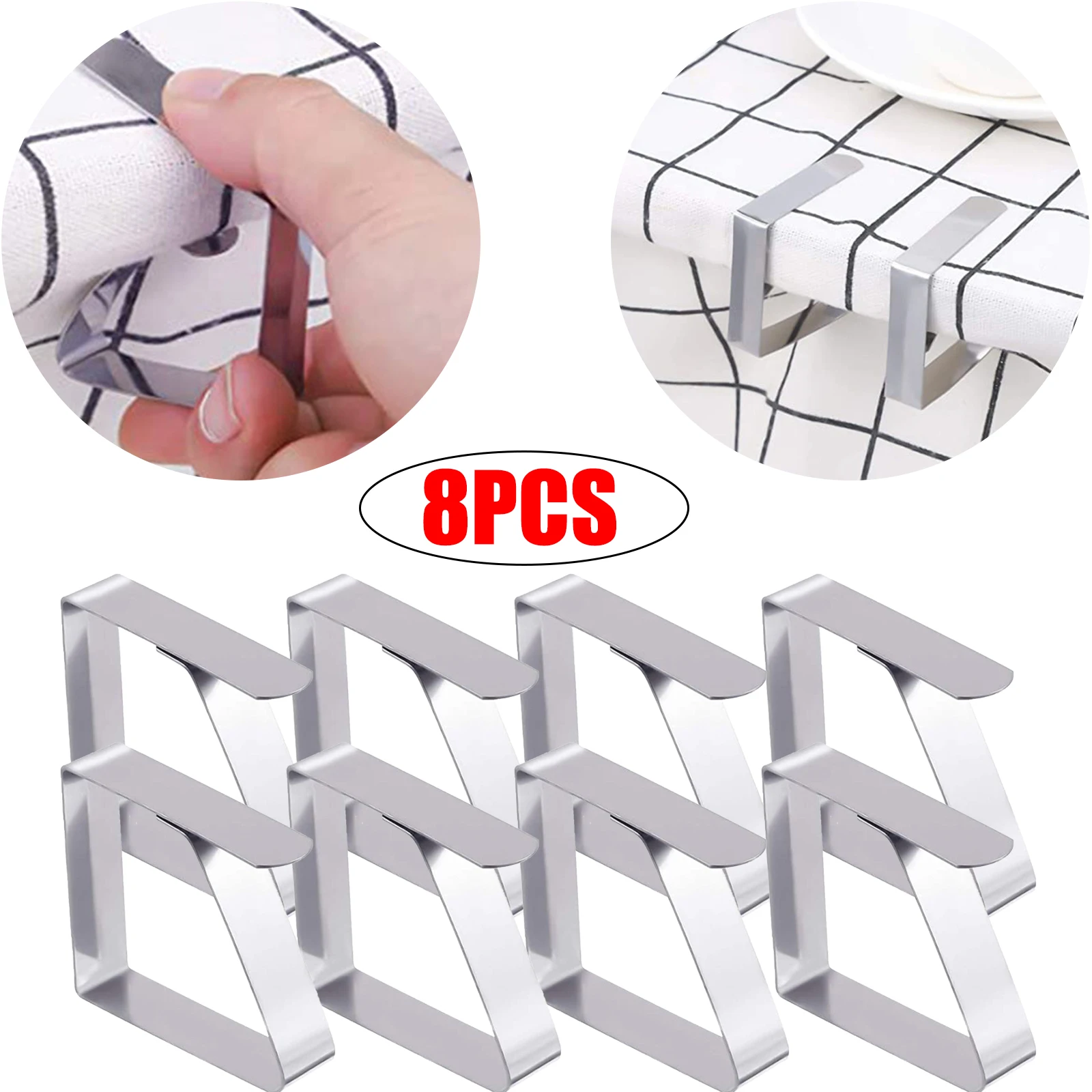 

8PCS Tablecloth Clips Picnic Table Clips Stainless Steel Table Cloth Cover Clamps Table Cloth Holders Ideal for Weddings Party