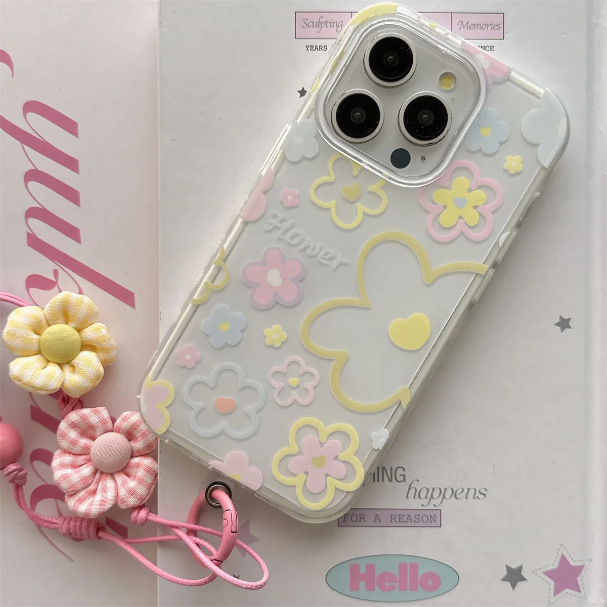 Красивый шикарный садовый розовый желтый цветочный красочный чехол с блестками