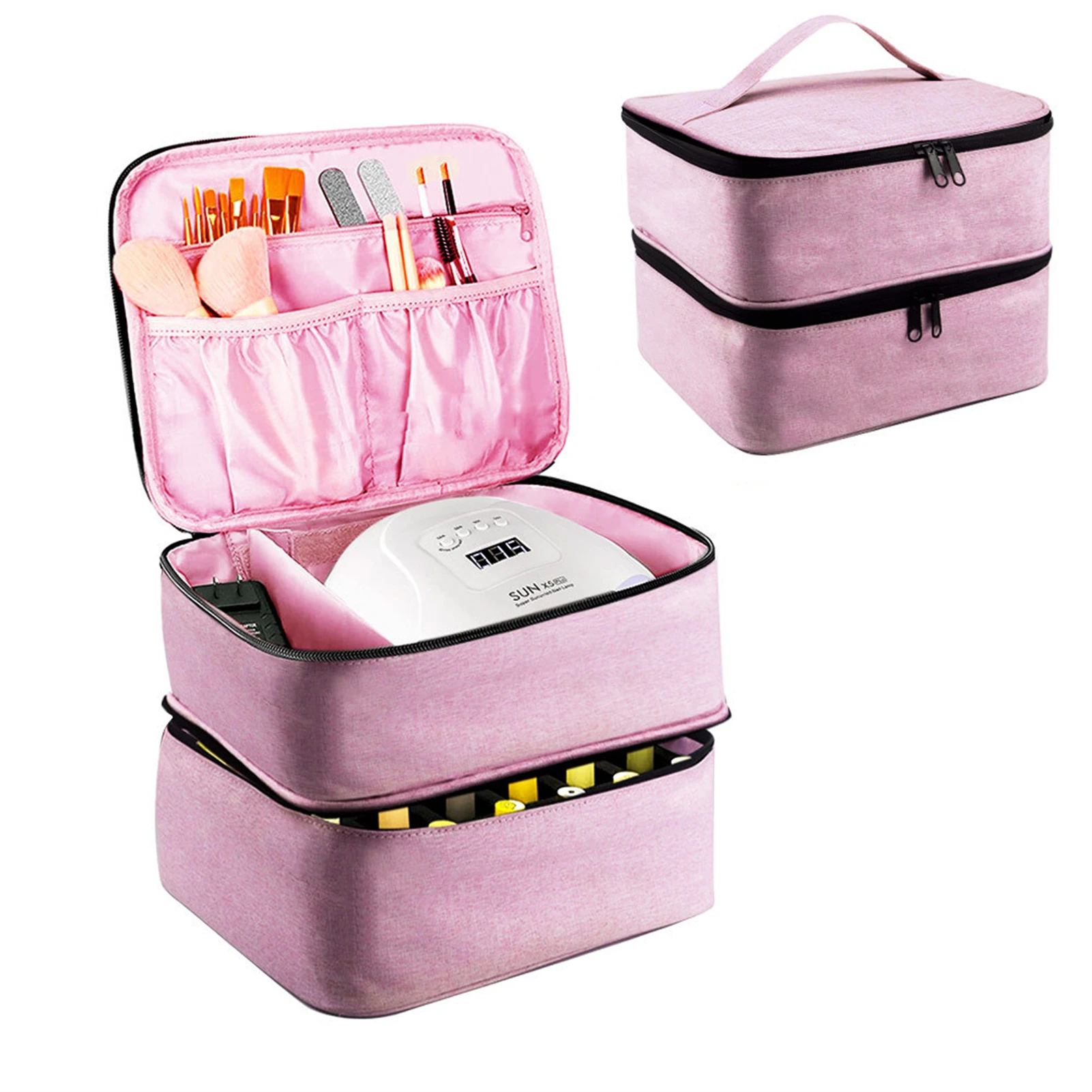

Nail Polish Organizer Holds 30 Bottles 15ml and Nail Lamp Double Layer Nail Polish Carrying Case Storage Bag for Manicure Tools