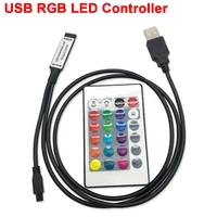 1pcs usb rgb led controller dc5v dimmer 24 key mini dual head infrared controller for dc5v rgb led strip tape lighting