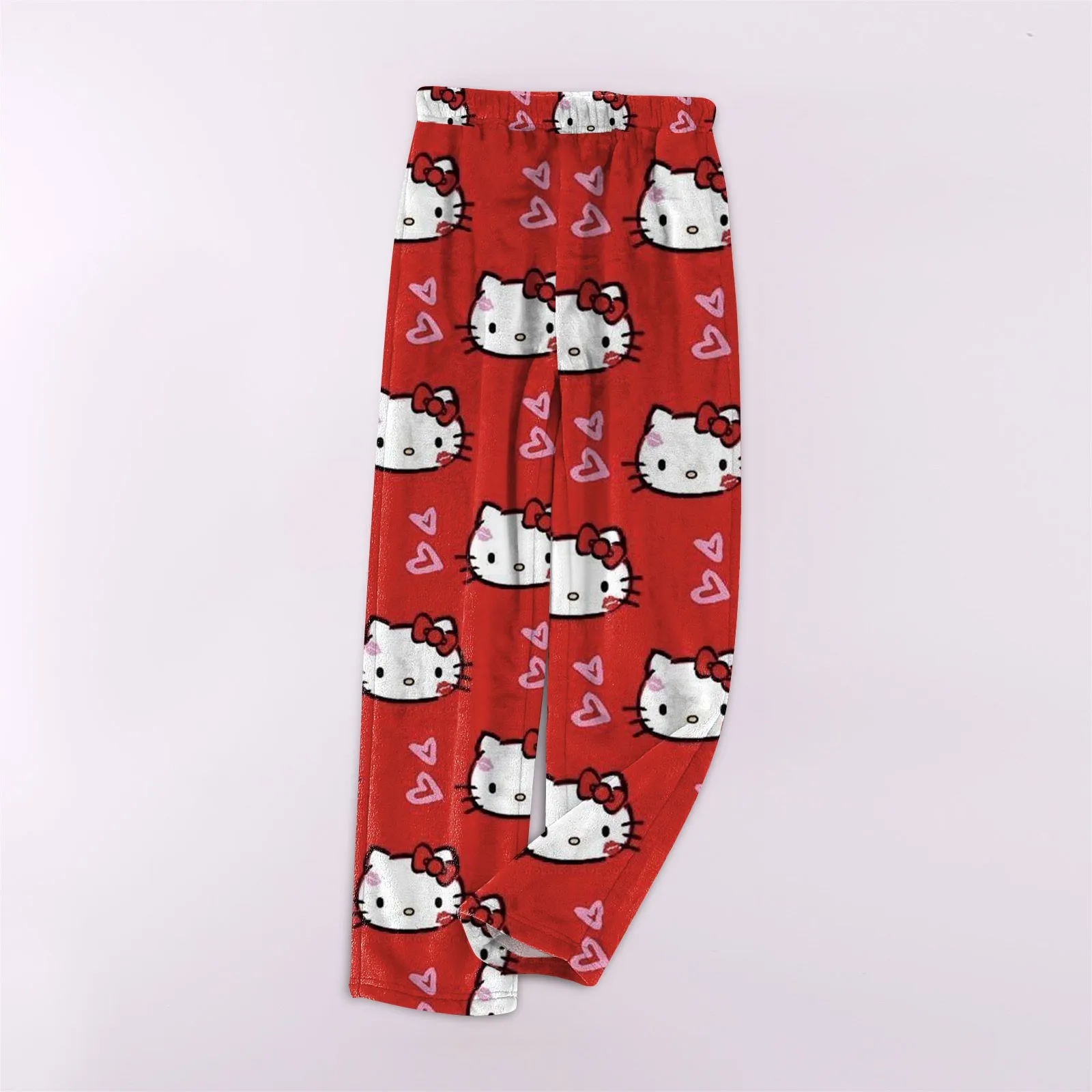 Sanrio аниме Хэллоуин Hello Kitty Y2K фланелевые пижамные штаны домашние теплые