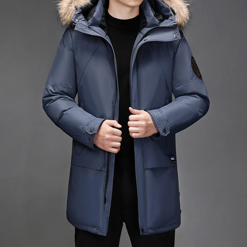 Down Jacket For Men In Winter, Medium Long, Thick, Warm, White Duck  Cold Proof Clothing For The Middle-Aged And Elderly, Elderl