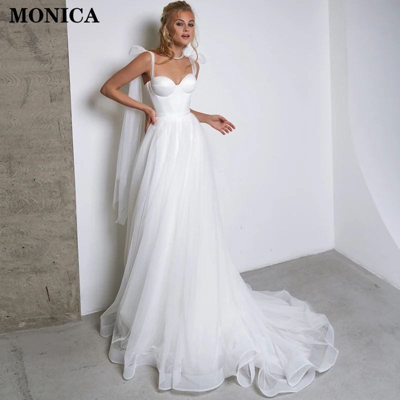 

2022 Rustic Spaghetti Strap A-Line Wedding Dress Horse Hem Backless Bridal Gown Robe De Mariée Sweetheart Vestido De Noiva