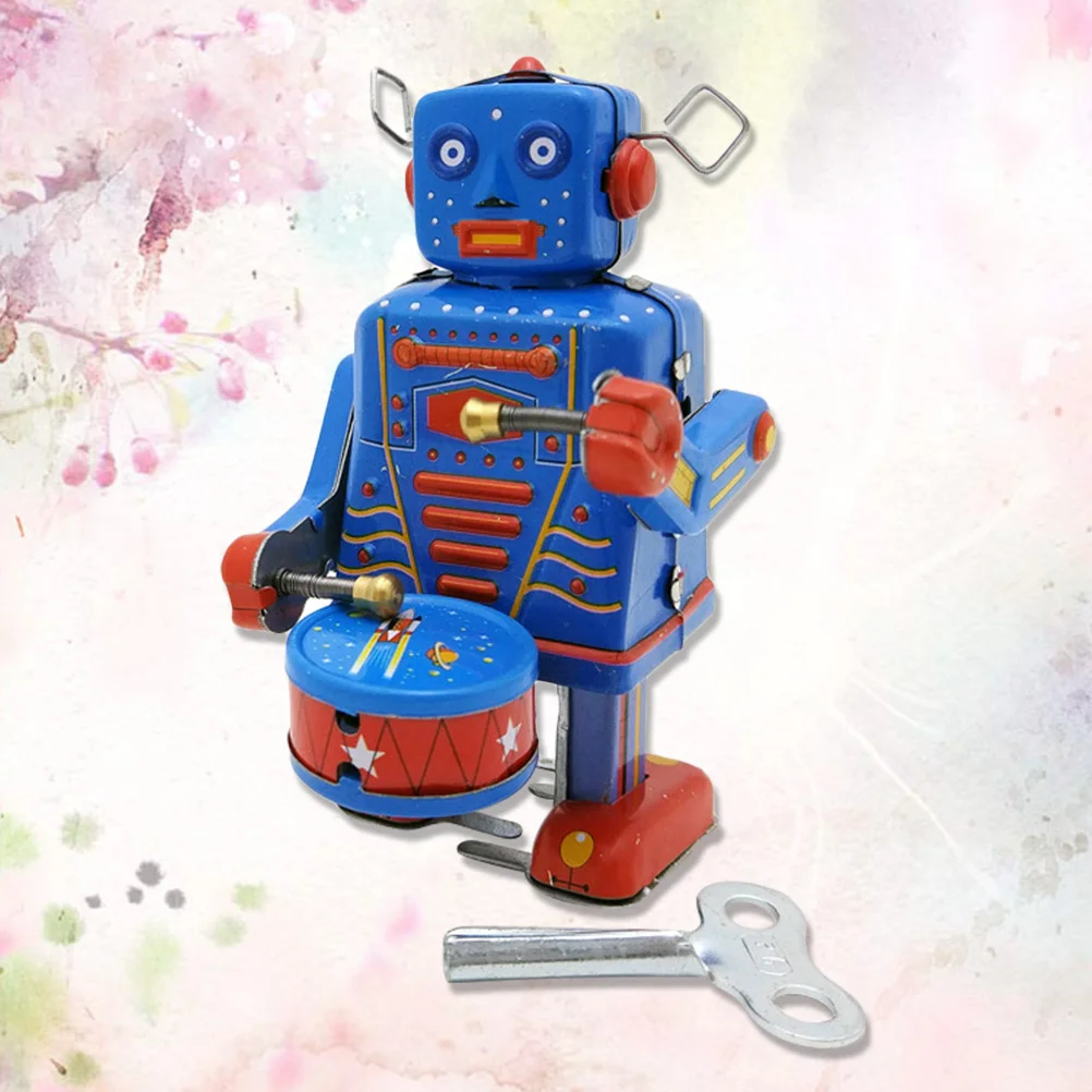 

Синий робот, металлические ветровые игрушки, винтажные Детские Классические оловянные роботы, центральный стол