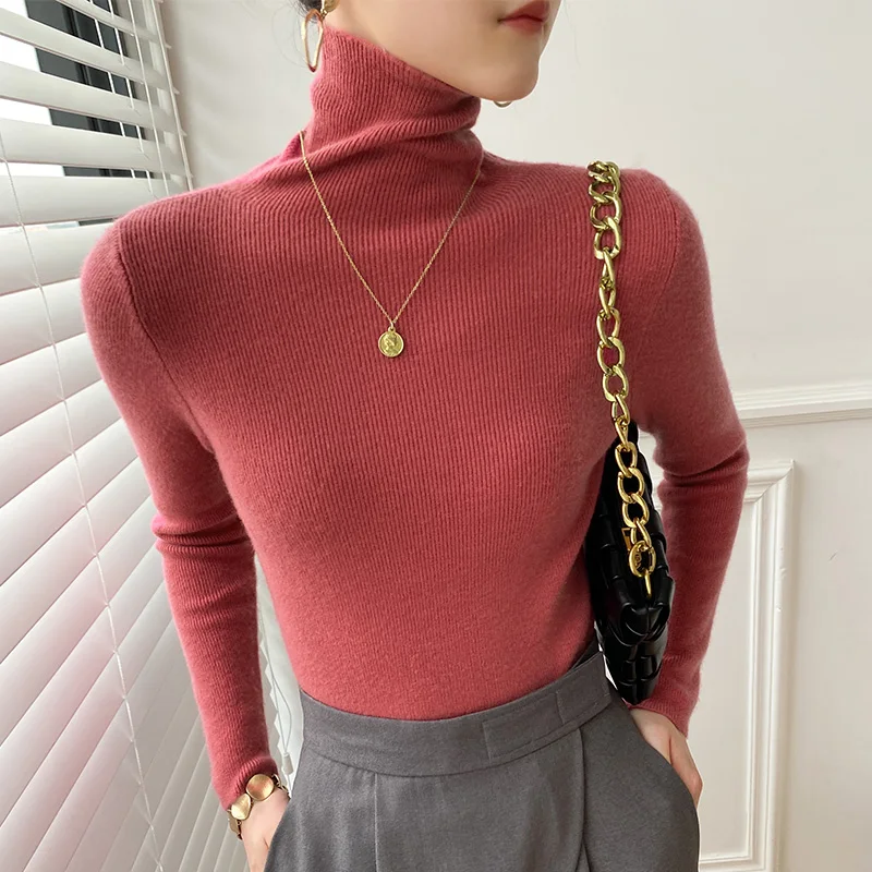 

2022 Autumn Winter Women Sweater Turtleneck Cashmere Sweater Women Knitted Pullover Fashion Keep Warm New Long Sleeve Tops