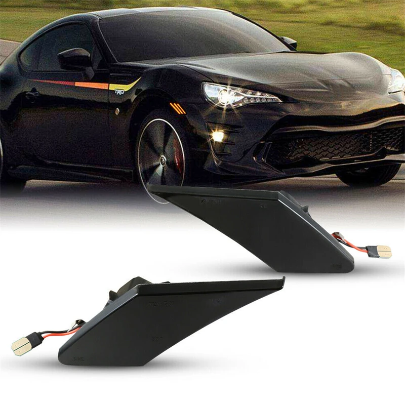 

2pcs Car LED Side Marker Turn Signal Lights Smoked Lens For Subaru BRZ Scion FRS 86 Toyota Car Accessories