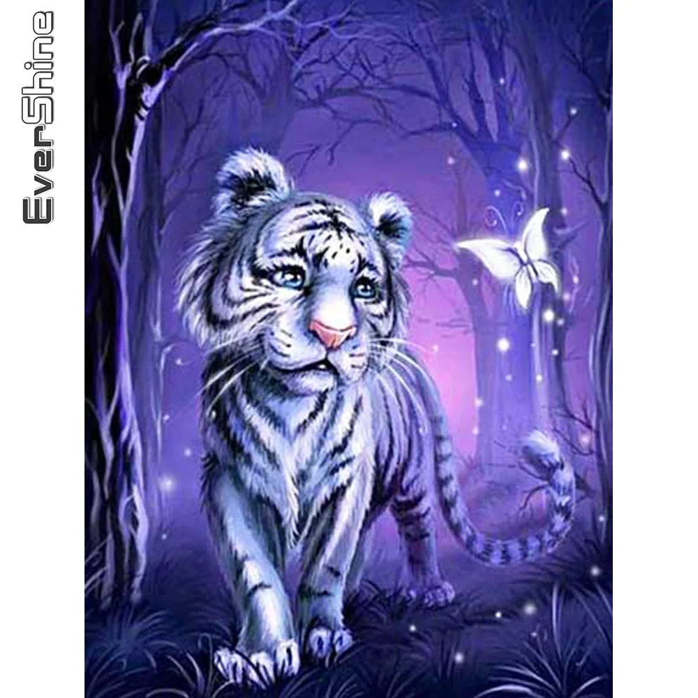 

EverShine полная площадь алмазная вышивка животные картина из страз алмазная мозаика бабочка рукоделие Алмазная живопись тигр декор для дома