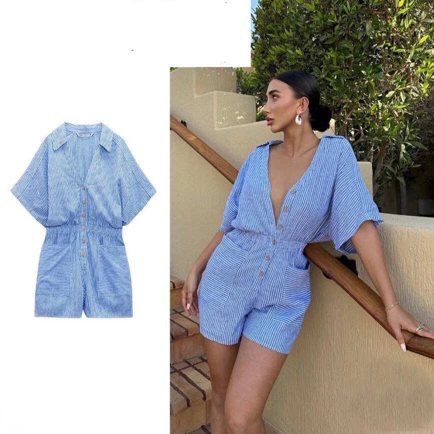 

Комбинезон с шортами, Новинка лета 2023, повседневный Облегающий комбинезон с эластичной талией для женщин