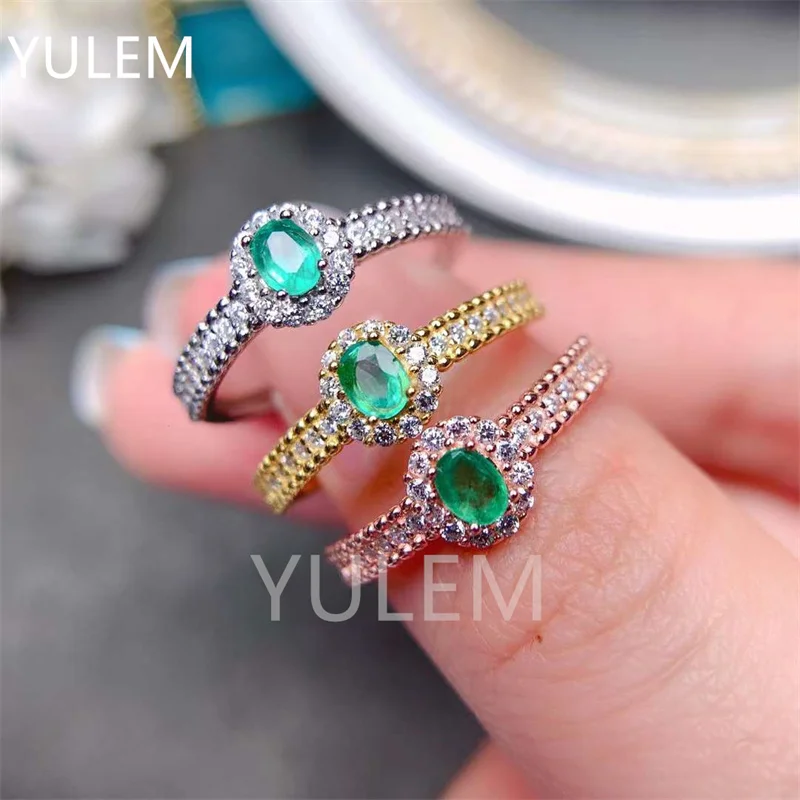 

100% Natural Colombian Emerald Ring Sterling Silver 925 Women's Gem Anniversary Party Classic Boutique Jewelry Gift