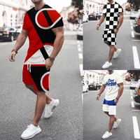 2022 new summer mens tracksuit fashion harajuku print short sleeve 2 piece set casual sports jogging set outdoor clothing 6xl