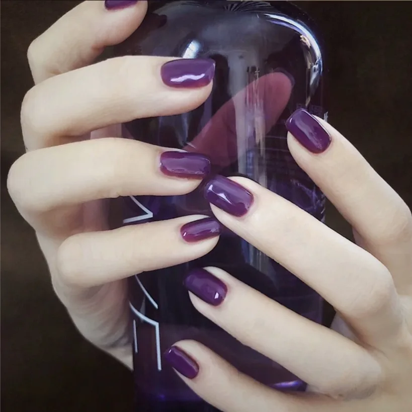 

Nails 24 Pieces/box Detachable Purple Fake Nails Wearable French Ballet Dancer Christmas Fake Nails