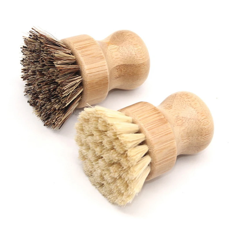 

Bamboo Dish Scrub Brushes, Kitchen Wooden Cleaning Scrubbers for Washing Cast Iron Pan/Pot, Natural Sisal Bristles Kitchen Brush
