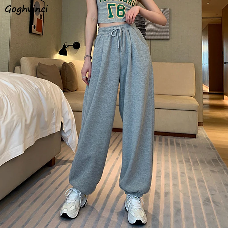 

Casual Pants Women Harem Loose High Waist Retro Ulzzang Cozy Cool Unisex Young College Chic Sporty Summer Streetwear Mujer Ins