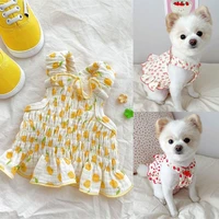 breathable summer small chihuahua puppy strawberry dress sweet clothing pet dog clothes cat suspenders