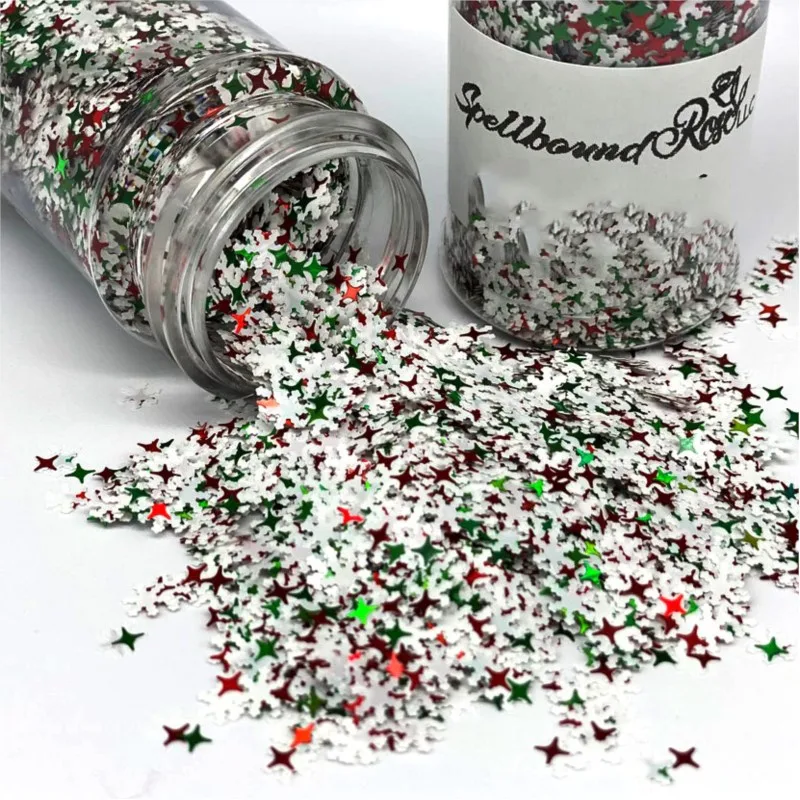 

12 Grids Or 1 Bag 3D Snowflake Nail Glitter Sequin Xmas Tree Slices Flake Nail Art Sequins Christmas Decorations for Manicure