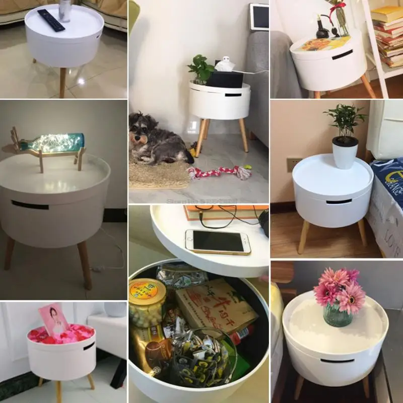 Современная простая маленькая круглая деревянная подставка под кровать поднос