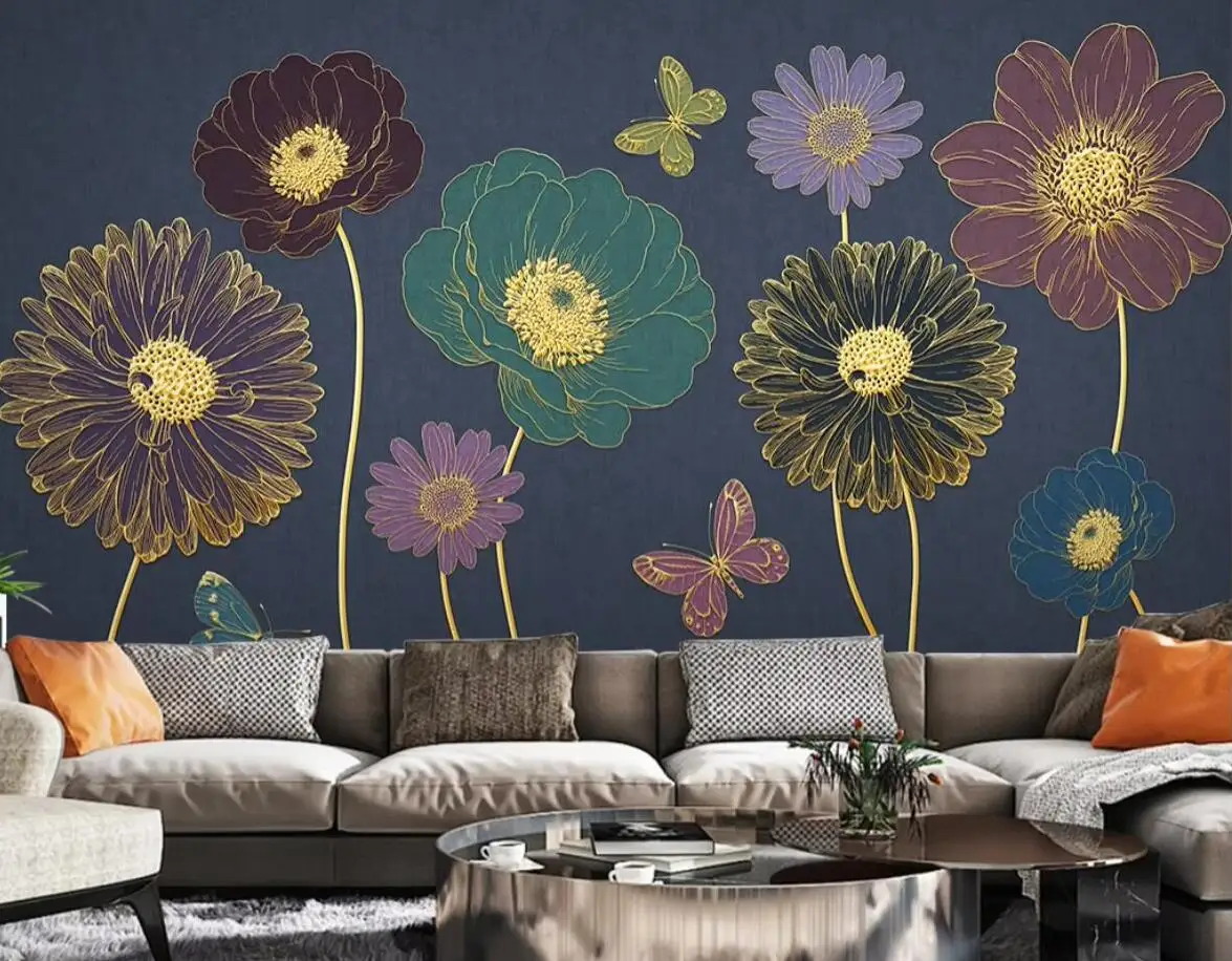Фото Beibehang papel de parede para quarto Пользовательские 3D фотообои для стены росписи железный цветок ретро современный простой ТВ фон №3