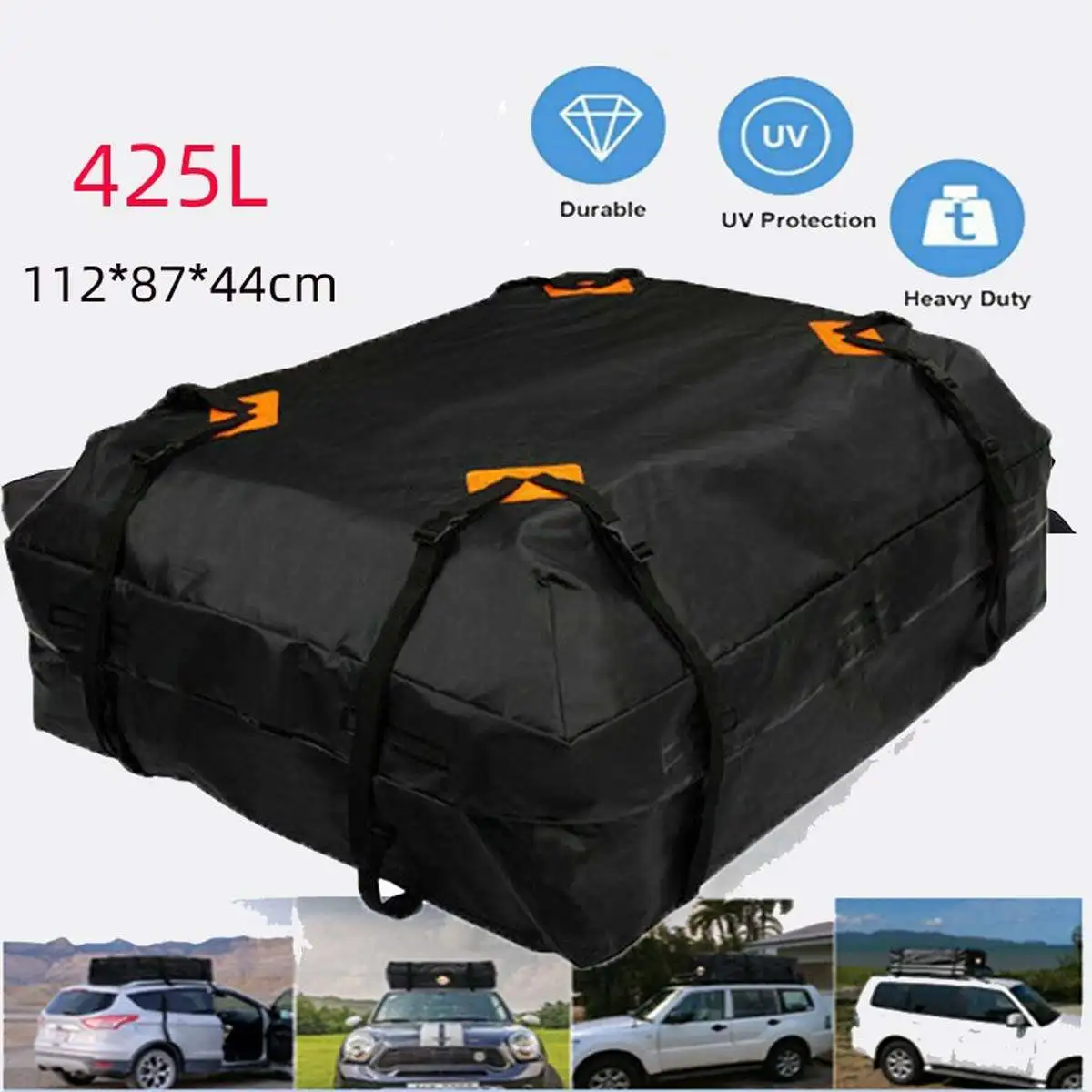 

112X84X44cm Universal Waterproof Car Roof Top Rack Carrier Cargo Bag Luggage Storage Cube Bag Travel SUV Van for Cars