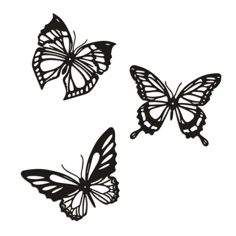 

3Pcs Butterfly Metal Wall Decor Black Butterfly Metal Wall Hanging Decor Farmhouse Rustic Home Office Bedroom Decor