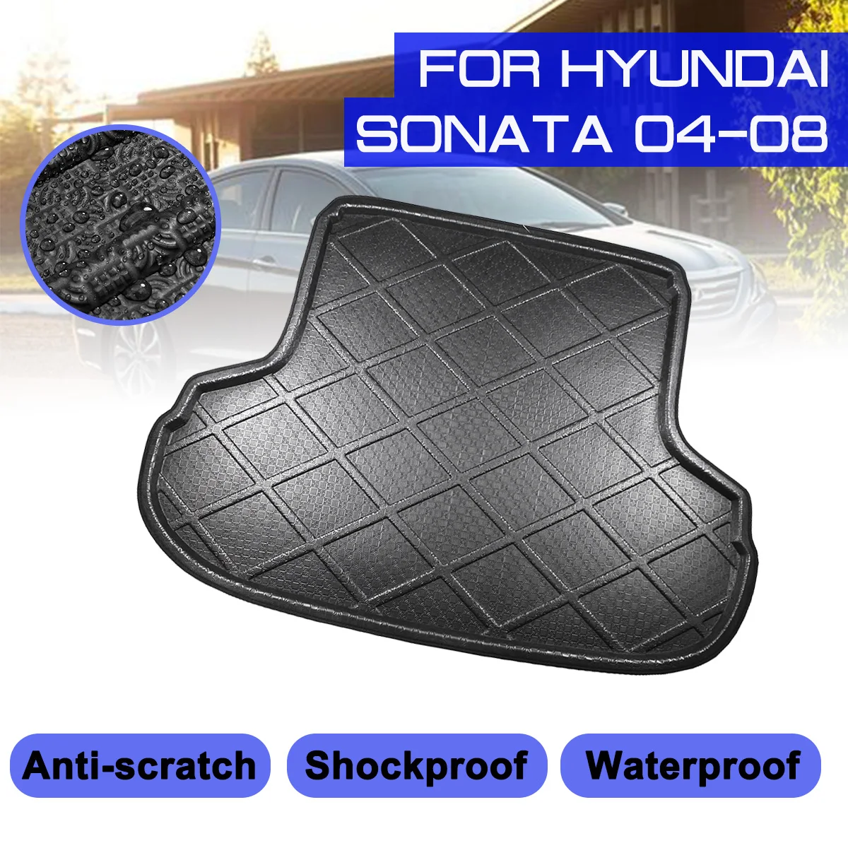 

Car Floor Mats Rear Trunk Boot Mat Waterproof Carpet Anti Mud Tray Cargo Liner For Hyundai Sonata 2004 2005 2006 2007 2008