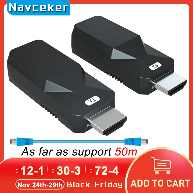 

2022 HDMI Extender with IR & Loop Out 1080P HDMI Extender 60m No Loss RJ45 to HDMI Extender Transmitter Receiver over Cat5e/Cat6