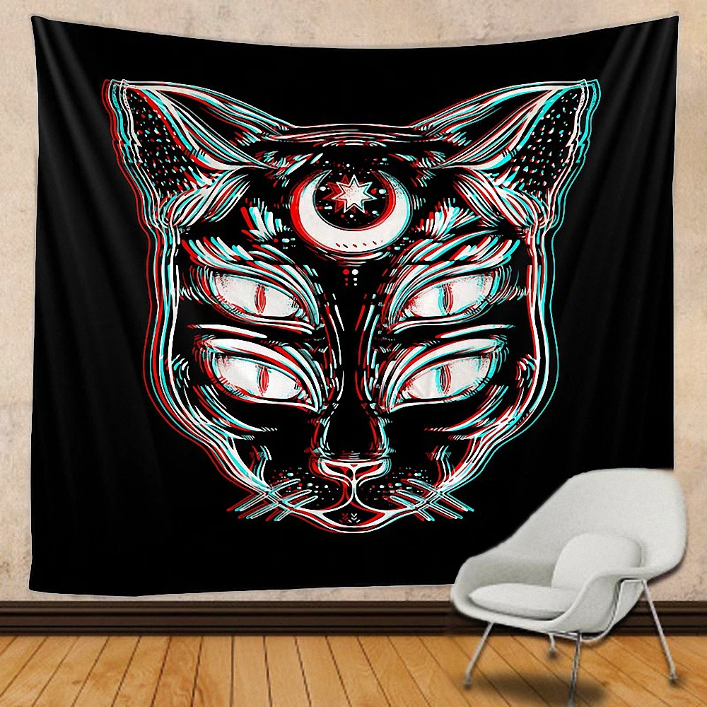 

Cat Home Decor Tapestry macrame Banner Flag Wall Art Posters Wall Hanging Boho decor hippie Witchcraft Tapestry Wall Stickers B2