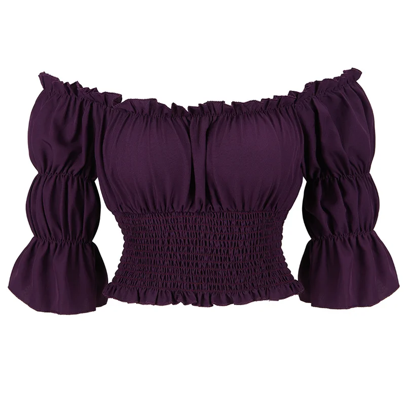 

Crop Top Blouse Renaissance Peasant Top Off Shoulder Tops Puff Sleeve Blouse Women Top Sexy Blouse Short Steampunk Blouse