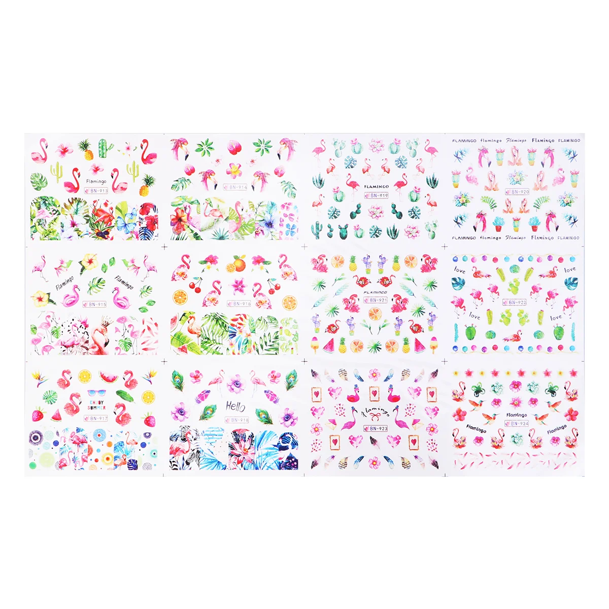 

2 Sheets Nail Sticker 3d Nail Stickers Summer Stickers Women Nail Sticker Decal Stickers Flamingo Nail Decals Manicure