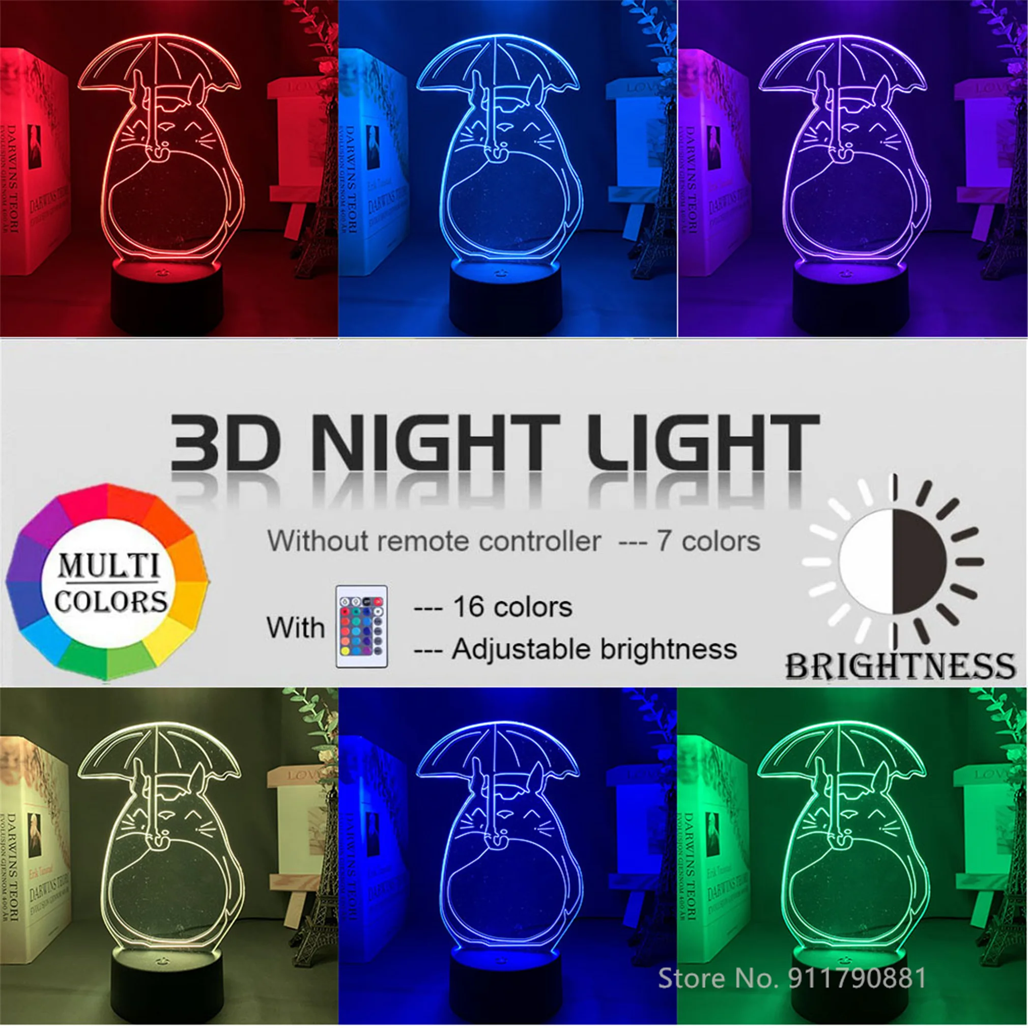 

Japanese Anime Cartoon Bedroom Led Night Light 3D Light Illusion Gift Night Light for Children's Toy Girl Birthday Gift Bedside