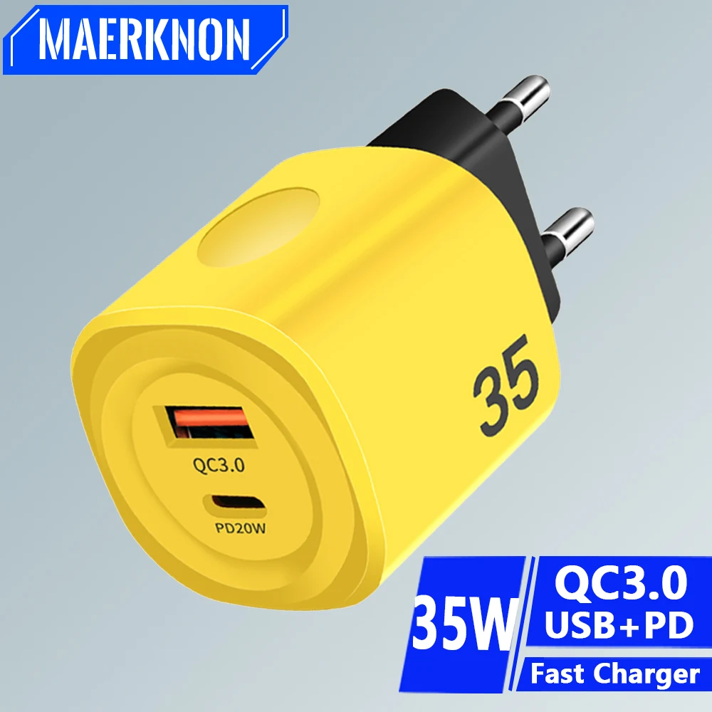 Зарядное устройство USB C 35 Вт быстрое зарядное типа 20 PD телефон QC3.0 быстрая зарядка