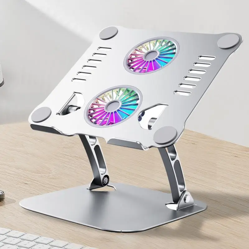 ewka z wentylatorem Metalowa podstawka chłodząca do laptopa Chłodnica Ergonomiczna składana podnoszona podkładka podwójnym