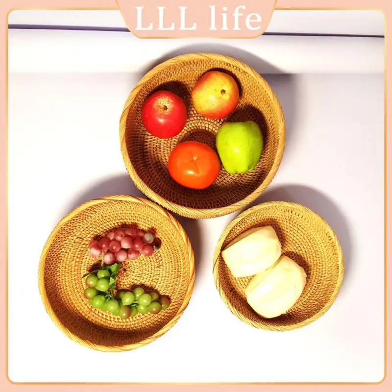 

Fashionable Storage Basket Durable Organize Box Hand-woven Pure Natural Container Home Storage Yellow Vine Rattan Basket