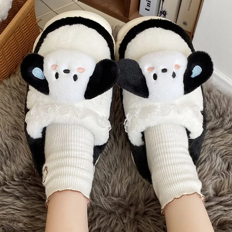 

Sanrio Pachacco 2023 New Autumn and Winter Indoor Home Non-Slip Plus Fleece Thick Bottom Women Warm Pachacco Cotton Slippers
