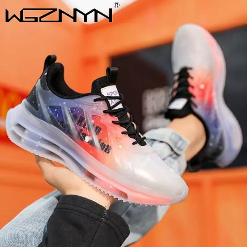 

Men's Shoes 2023 New Student Sports Shock-absorbing Running All-match Heightening Luminous Daddy Trendy Shoes Flats Sneakers Men