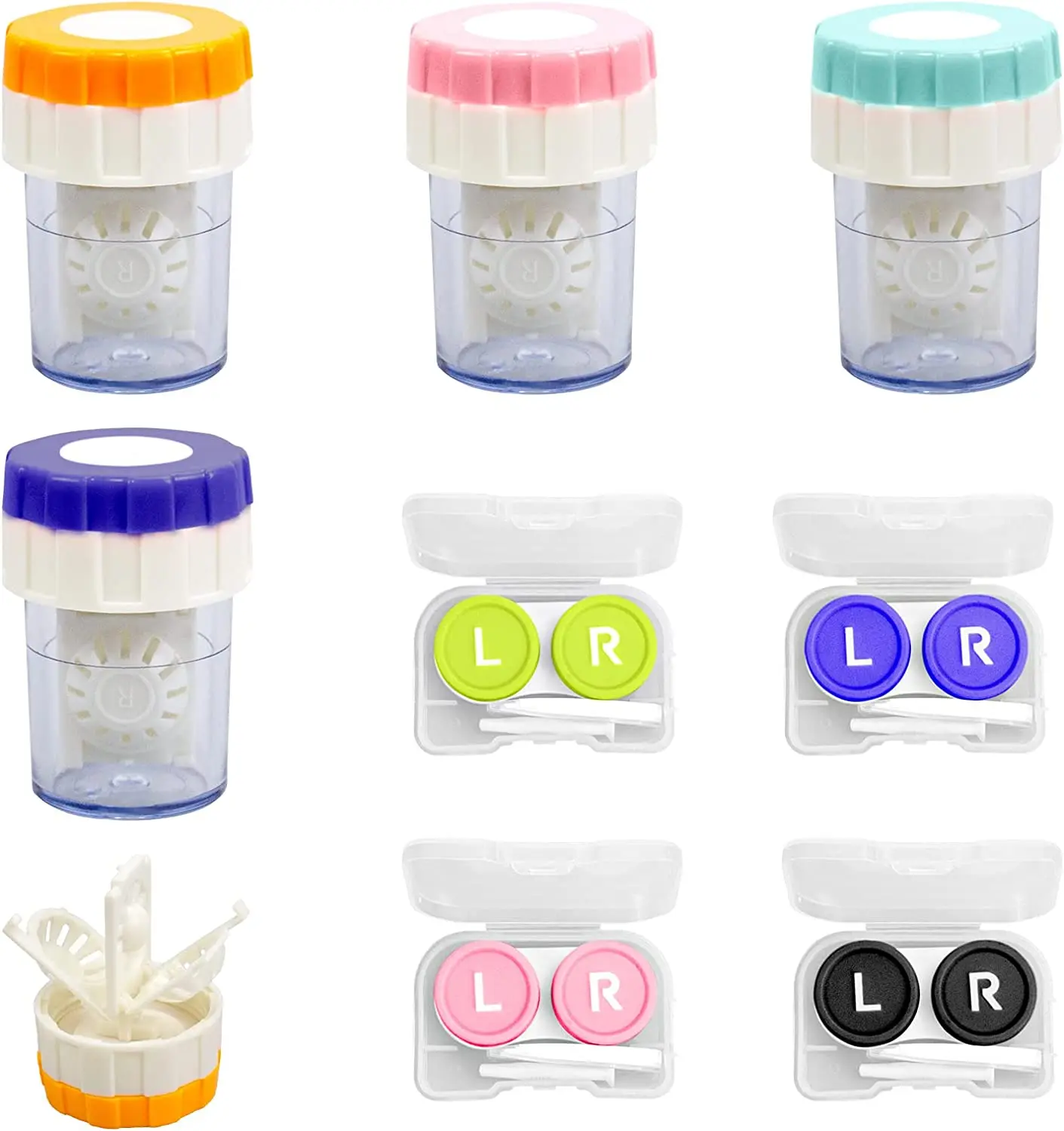 

4 Pcs Contact Lens Barrel Cases Contact Lens Cleaner Washer Contact Lens Cleaner Contact Washer Manual Rotation Contact Lens