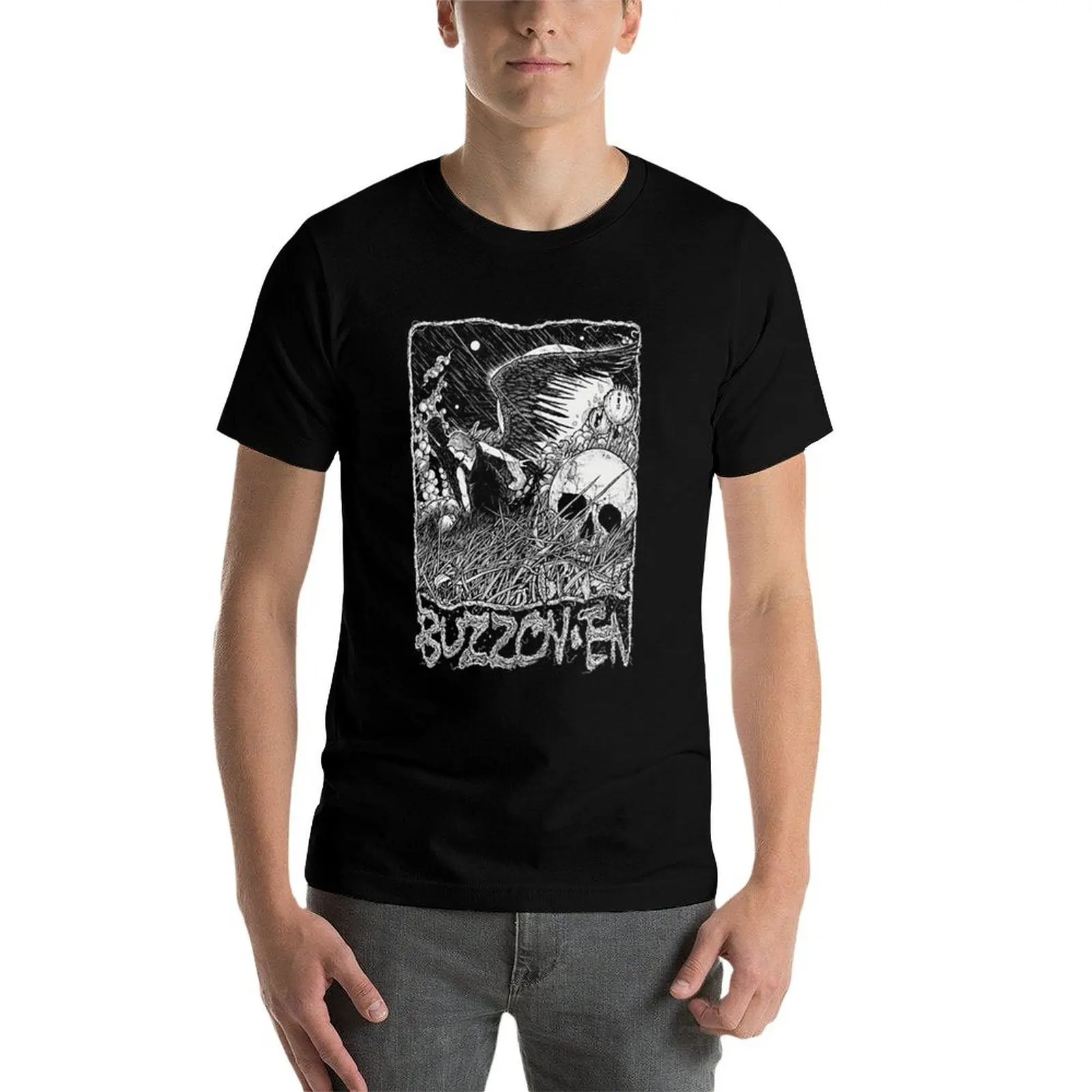 Фото Футболка Buzzoven Apocalyptic Angel, мужская футболка, облегающая хлопковая футболка, мужская футболка №3