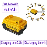 dewalt tools 18v 6 0ah dcb200 dcb184 dcb181 replacement li ion battery for dewalt max xr power tool 6000mah lithium batteries