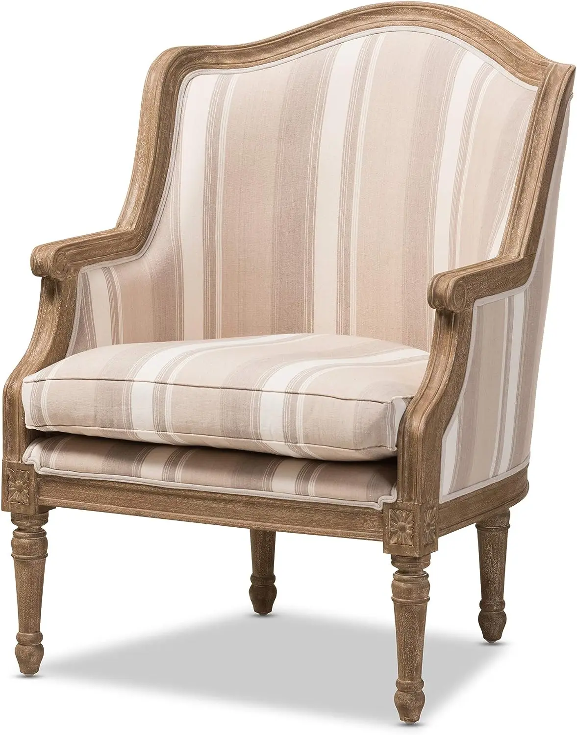 Charlemagne Traditional French Accent Chair, Oak Brown