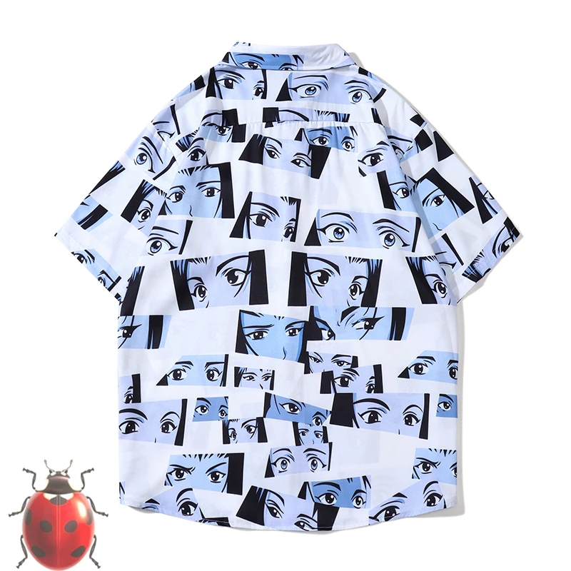 Hip Hop Full Girls Face Print Thin Hawaii Beach Short Shirt