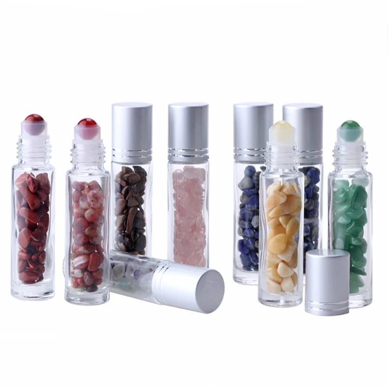 

1Pcs Essential Oil Bottles Roll On Roller Ball Healing Crystal Refillable Bottle Container Chips Semiprecious Stones Bottles