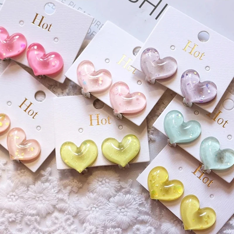 

Jelly Cute Color Cute Bling Heart Stars Clip on Earrings for Children Girls No Pierce Earring Jewelry Play Costume Cute Earring