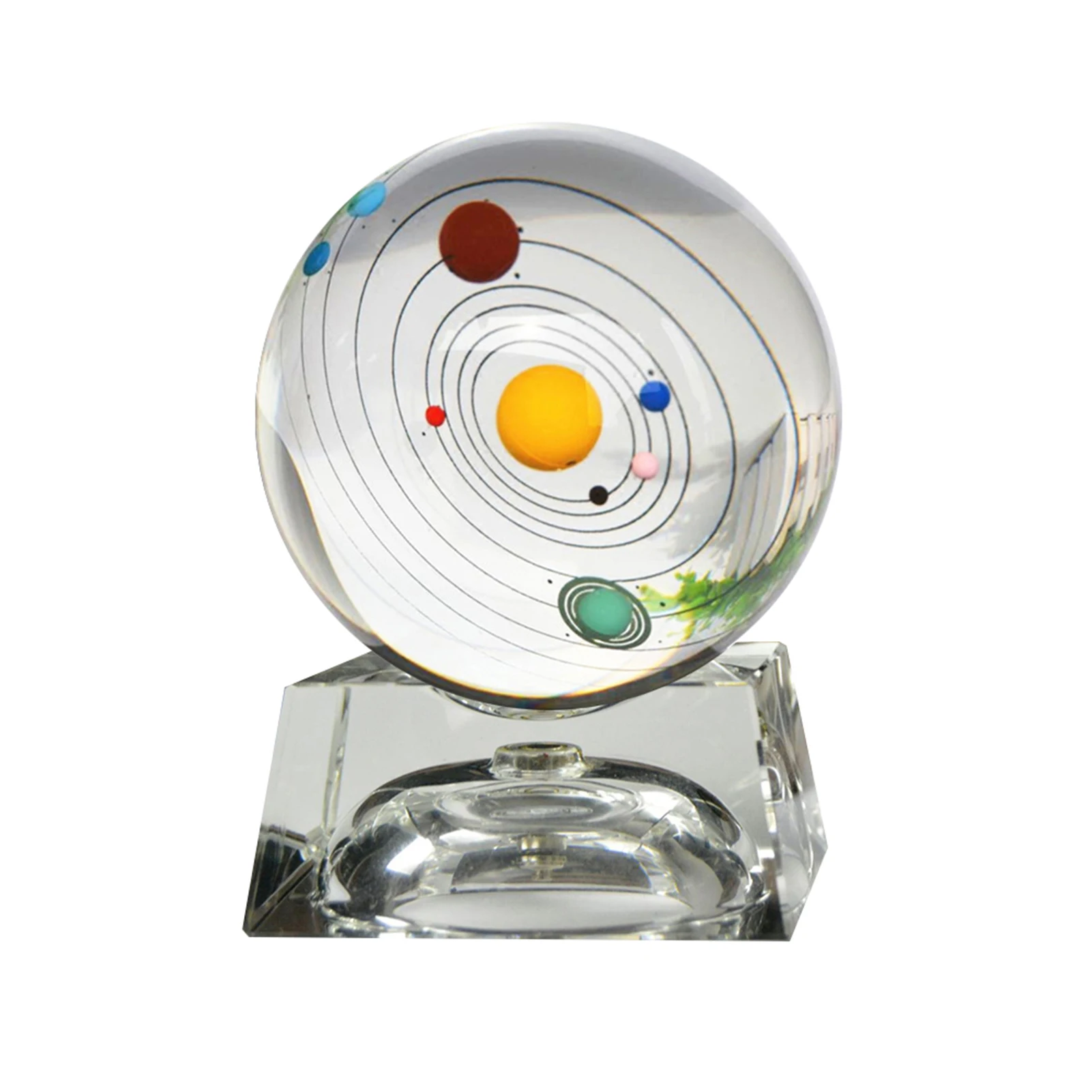 

3D Solar System Crystal Ball Sphere Home Decor Gift With Base Planet Model Science Astronomy Learning Toys For Children