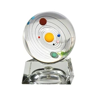 3d solar system crystal ball sphere home decor gift with base planet model science astronomy learning toys for children