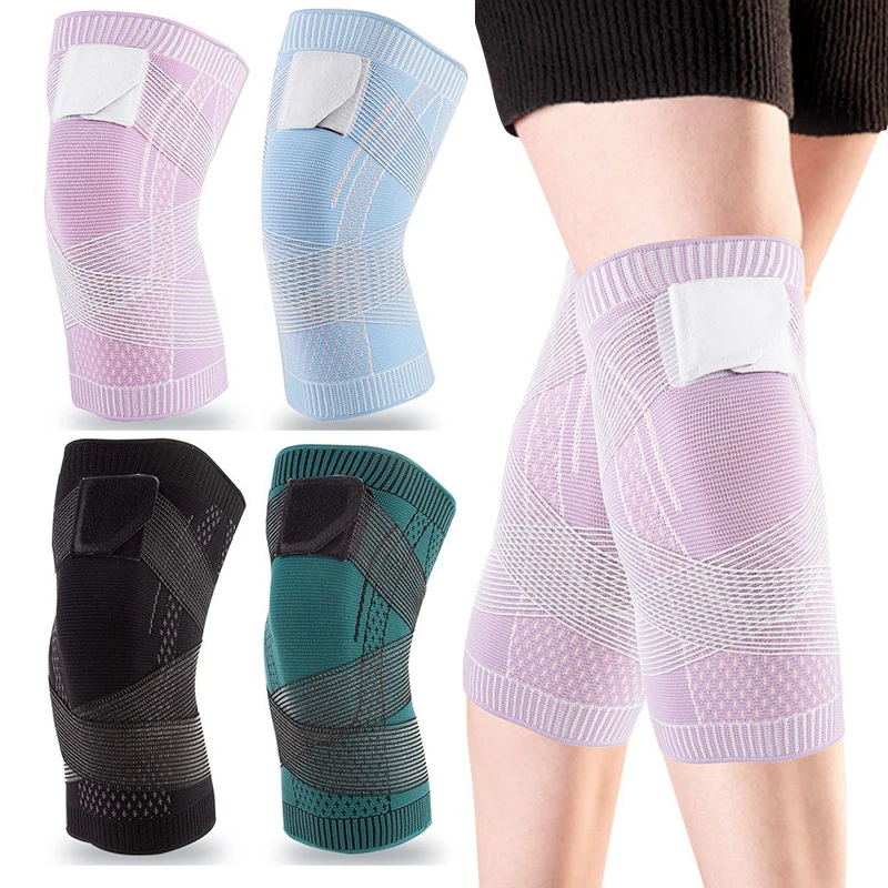 

Breathable Compression Knee Pads Support Sleeve Protector Elastic Kneepad Brace Spring Support Volleyball Running Silicone Pad