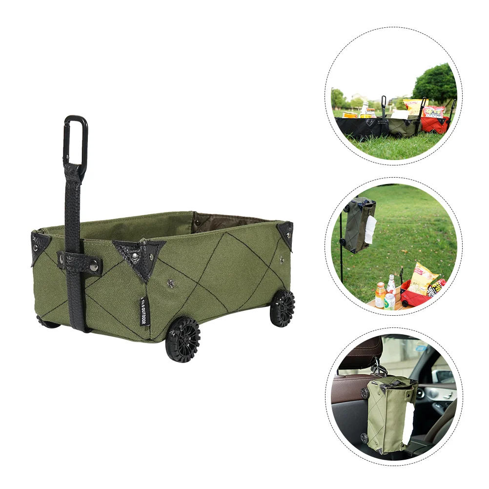 

Wagon Storage Camping Cart Utility Trolley Box Wheelsfolding Tissue Shopping Holder Beach Tote Bins Bags Case Outdoor Backseat