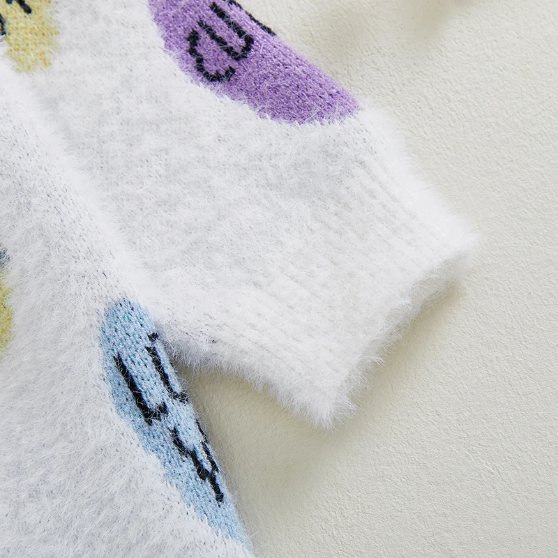 Baby Girls Cardigan Sweater Valentine Outfits Heart Letter Print Warm Knitted Long Sleeves Infant Knitwear for Toddler