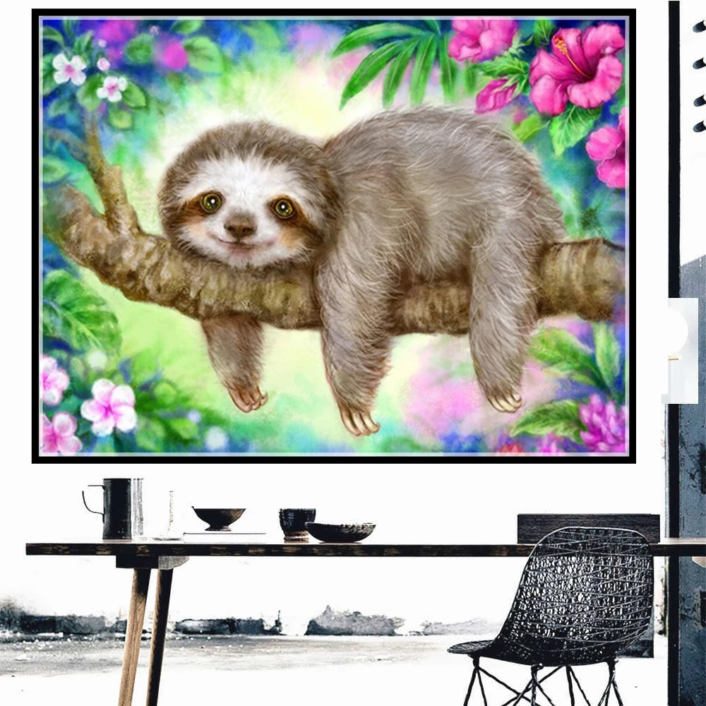 

Love Sloth Flowers DIY 5D Diamond Painting Full Drill Square Round Embroidery Mosaic Art Picture Of Rhinestones Home Decor Gifts