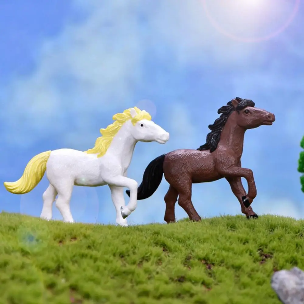 1pcs Simulation Horse Figurine Mini Resin Craft Cute Pony Statue Fairy Garden Miniatures Steed Micro Landscape Desktop Decor